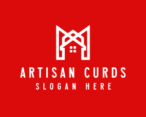 Modern Red Ribbon House logo design