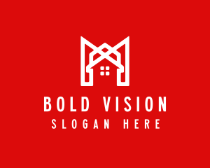 Modern Red Ribbon House logo design