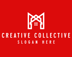 Modern Red Ribbon House logo design