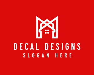 Modern Red Ribbon House logo design