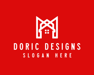 Modern Red Ribbon House logo design