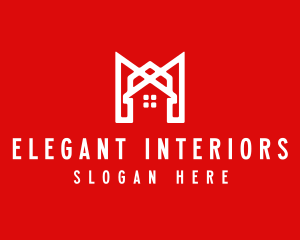 Modern Red Ribbon House logo design