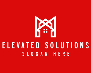 Modern Red Ribbon House logo design