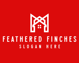 Modern Red Ribbon House logo design