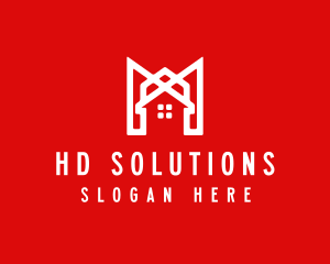 Modern Red Ribbon House logo design