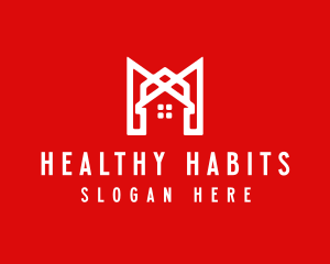 Modern Red Ribbon House logo design