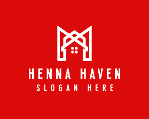 Modern Red Ribbon House logo design