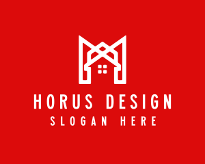 Modern Red Ribbon House logo design