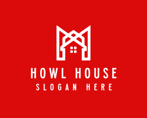 Modern Red Ribbon House logo design