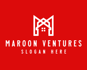 Modern Red Ribbon House logo design