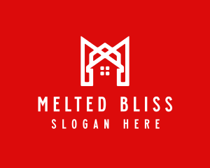 Modern Red Ribbon House logo design