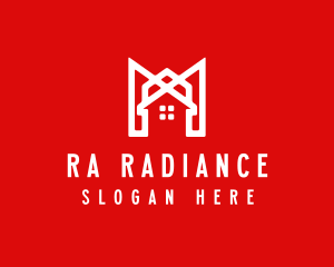 Modern Red Ribbon House logo design