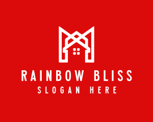 Modern Red Ribbon House logo design