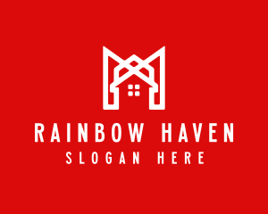 Modern Red Ribbon House logo design