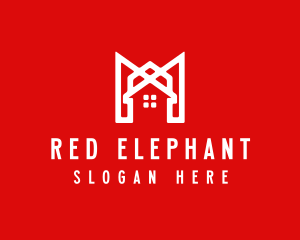 Modern Red Ribbon House logo design