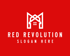 Modern Red Ribbon House logo design