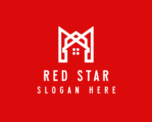 Modern Red Ribbon House logo design