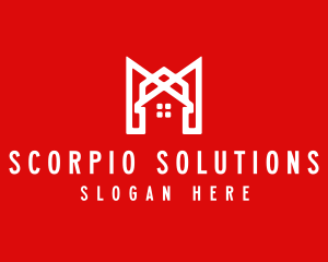 Modern Red Ribbon House logo design