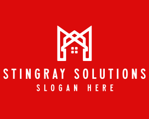 Modern Red Ribbon House logo design