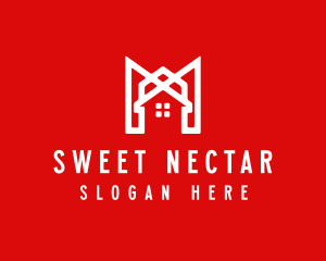 Modern Red Ribbon House logo design