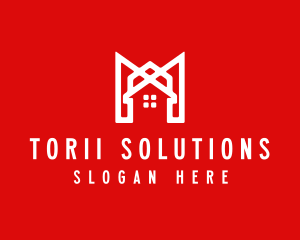 Modern Red Ribbon House logo design