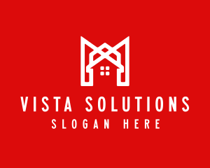 Modern Red Ribbon House logo design