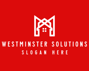 Modern Red Ribbon House logo design