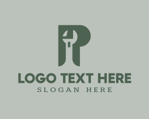 Tool - Green Wrench Letter P logo design