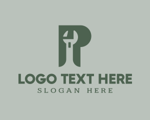 Engineer - Green Wrench Letter P logo design