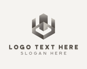 Gradient - Origami Building Realty Letter U logo design