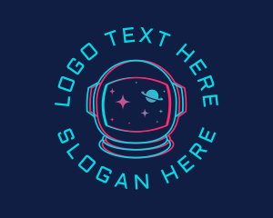 Online Gaming - Space Astronaut Glitch logo design