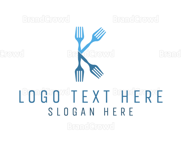 Kitchen Fork Letter K Logo