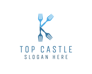 Kitchen Fork Letter K Logo