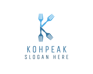 Kitchen Fork Letter K logo design