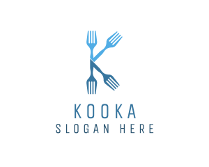 Kitchen Fork Letter K logo design