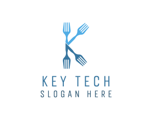 Kitchen Fork Letter K logo design