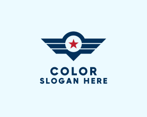 Pilot School - Star Wings Map Pin logo design