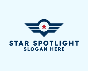 Star Wings Map Pin logo design