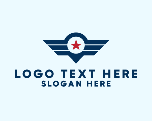Pilot School - Star Wings Map Pin logo design