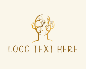 Leaf - Golden Tree Head logo design