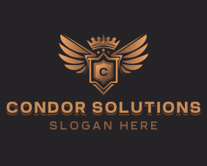 Wings Shield Crown  logo design