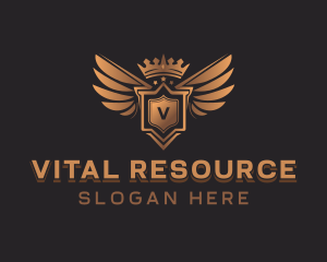 Wings Shield Crown  logo design