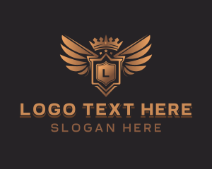 Luxurious - Wings Shield Crown logo design