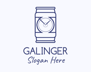 Clock - Beer Time Line Art logo design