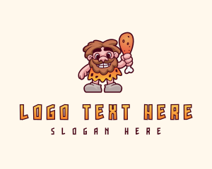 Fried Chicken - Caveman Chicken Drumstick logo design