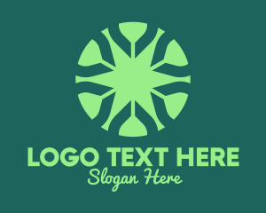 Flower Shop - Green Circle Star logo design