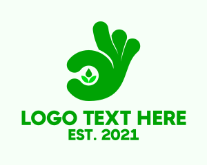 Agriculturist - Green Hand Plant logo design