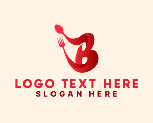 Calligraphy - Red Eatery Letter B logo design