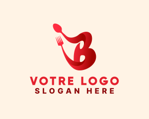 Dish - Red Eatery Letter B logo design