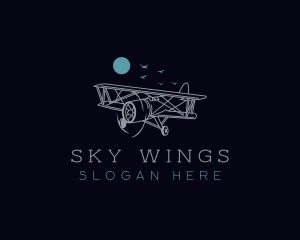 Aircraft - Biplane Flying Aircraft logo design